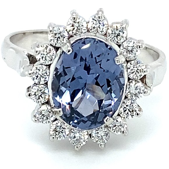 Blue Spinel 3.26ct Diamonds 18K White Gold Ring - Picture 7 of 8